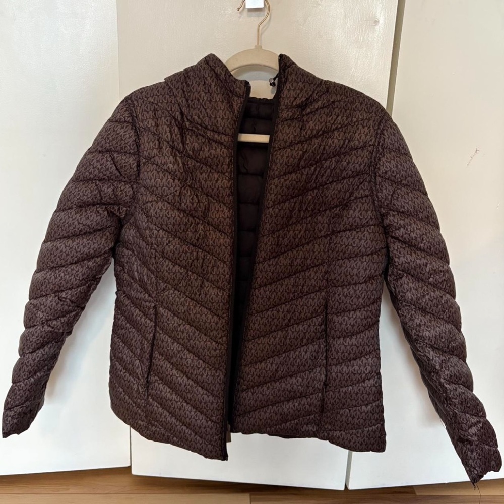 Michael Kors Women's Quilted Brown and Black Puffer Jacket